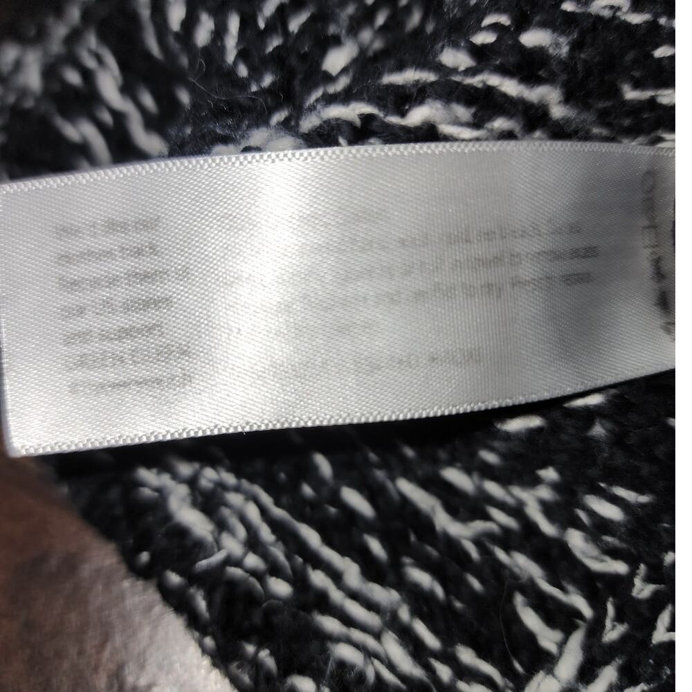 Eileen Fisher Black White Cropped Turtle Neck Organic Cotton Sweater Size Large - Picture 8 of 8
